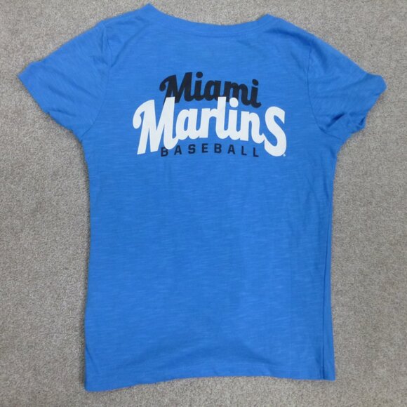 Miami Marlins New Era Front Twist Top T-Shirt **STAIN BY LOGO** - Picture 14 of 14